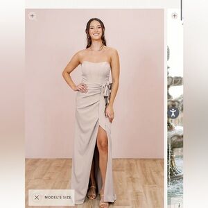 Never worn or Altered Reverly Amara dress in champagne gold! Still in box!